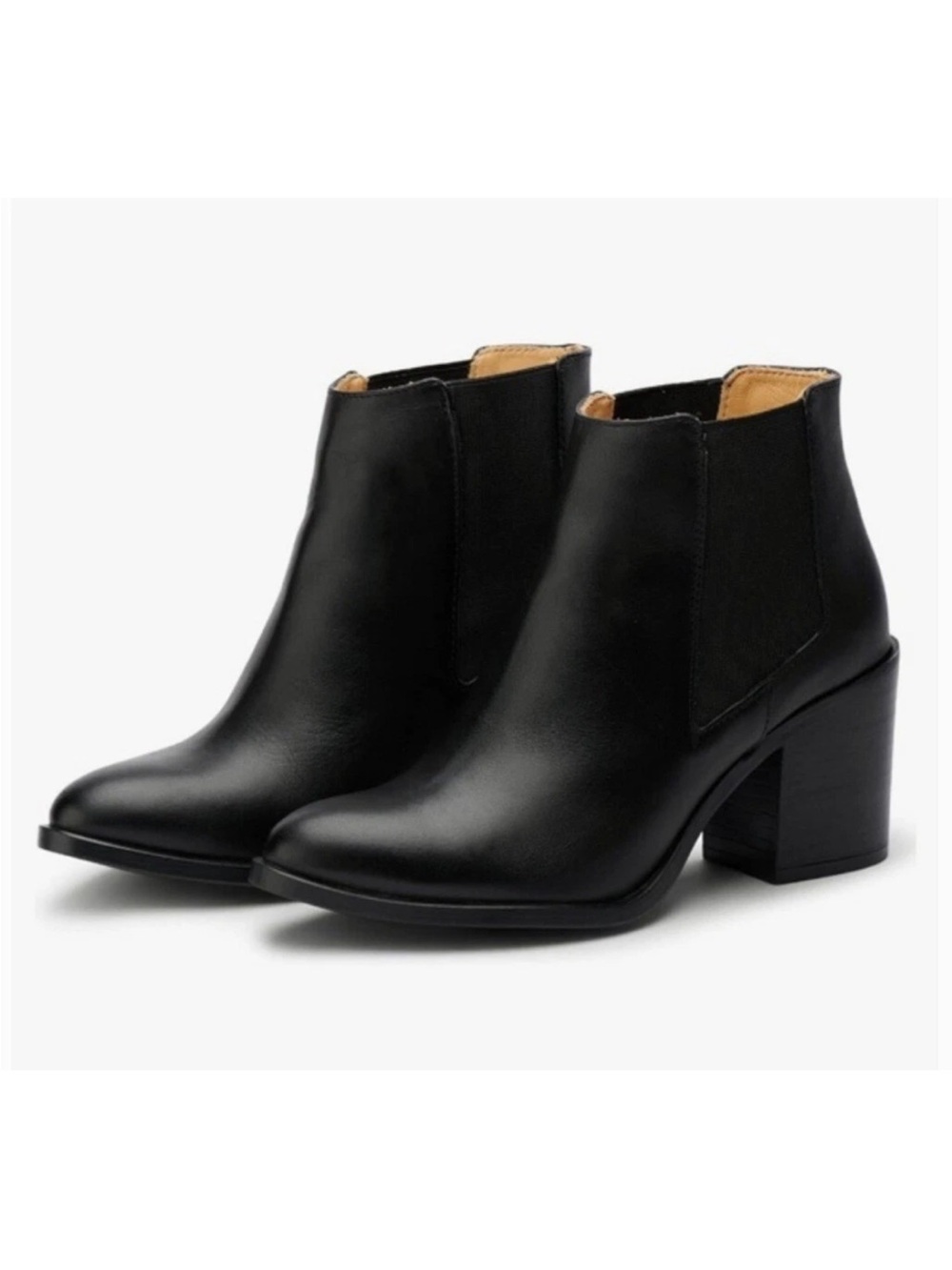 NEW Nisola Black Chelsea Heeled Commuter Ankle Pull On Boots Size 9 Leather